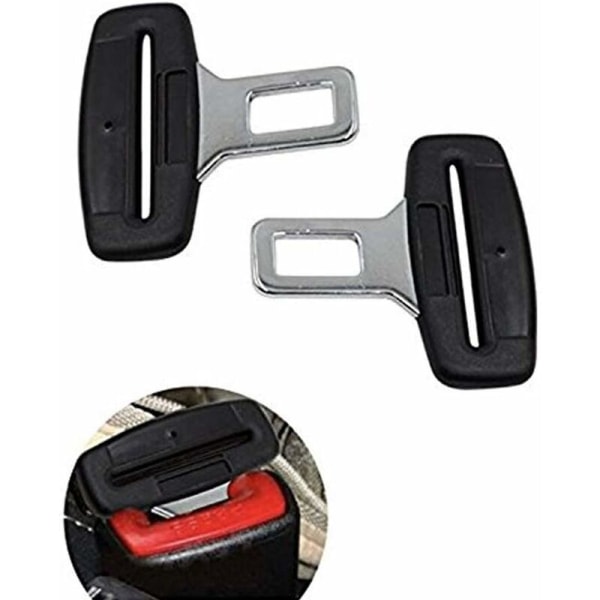 aoory Pakke med 2 anti-belte varselbelte alarmstopper beltetunge for beltespenne laget av metall og plasthåndtak i svart
