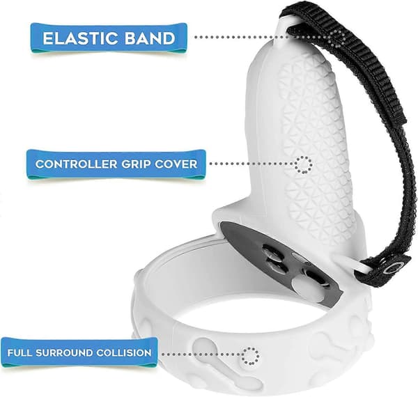(1 Set) Kompatibel med Oculus Quest 2 Touch Controller Full Grip Cover, 2 stycken Controller Caps, Halksäker och Anti-fall Skyddande Silikonhylsa med Ha