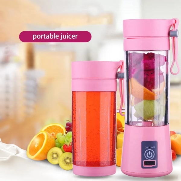 380 ml Elektrisk Juicer Blender Smoothiemaskin med 4 blad, USB uppladdningsbar Juicer för Smoothies, Bärbar Juicer (lila)