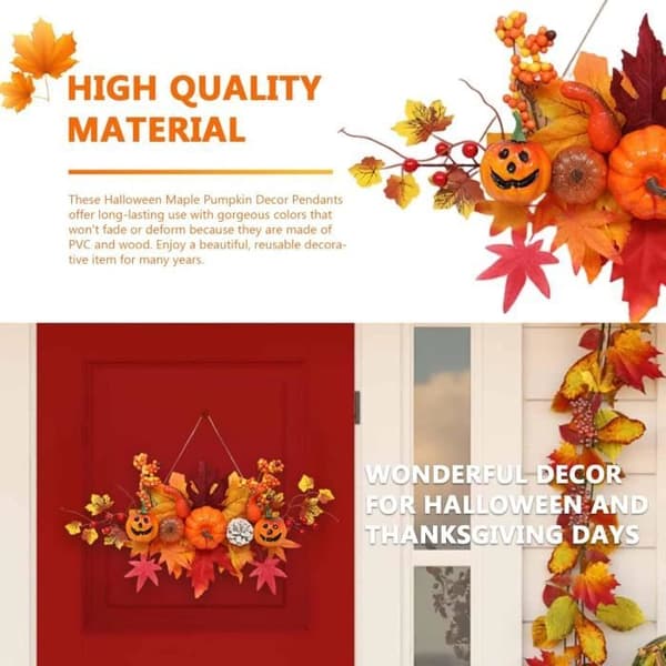 Høstkrans - Halloween - Oransje - Halm - Utendørsdekorasjon