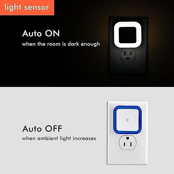 Soveværelse Sengebordslampe Automatisk Sensor Led Følsomt Nattelys Væglampe Us Eu Stik Lysstyring（US，hvid）