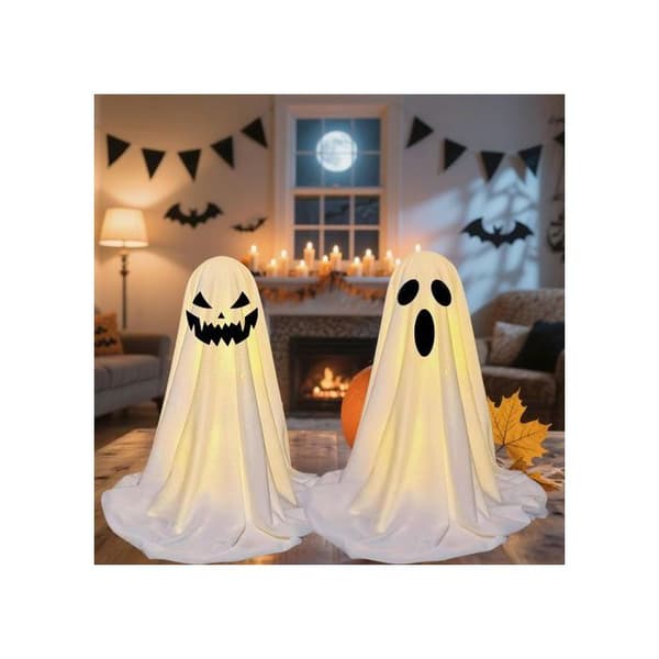 Lysende Halloween-dekorasjon - NIKCORP - Sett med 2 spøkelser - Fjernkontroll - LED - 36 cm