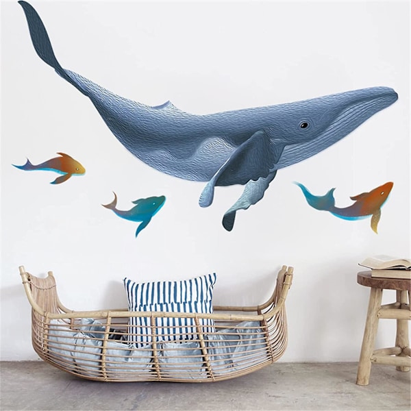 3D Under The Sea World Ocean Natural Scenery Wall Stickers, Coral Whale Bubble Wall Decals