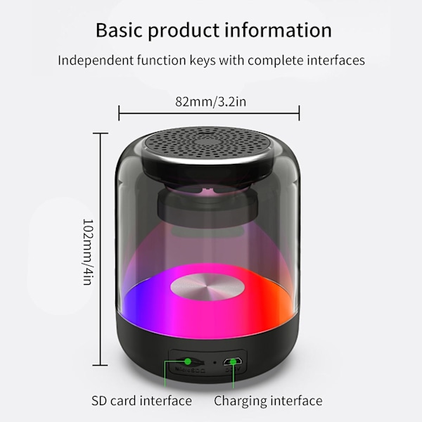 Bluetooth-højttalere - Bærbar trådløs højttaler med surroundlyd (sort)