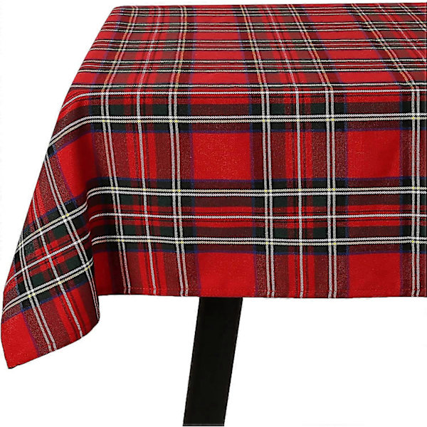 Röd Rutiga Julduksduk för Rektangulära Bord, 52x70 Tum, Garnfärgad Polyester Duk Perfekt för Julmiddagar, Utomhus, Matbord och Bankett