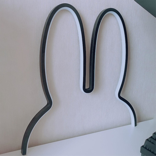 Romdekorative lys for tenåringer, påskegaver, varme påske-stemningslys, LED-kaninlys, USB-plug-in vegg-sengsidelamper（BK）