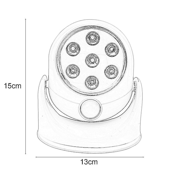 7-LED rotationsrörelseaktiverad sensor nattlampa automatisk infraröd vägglampa