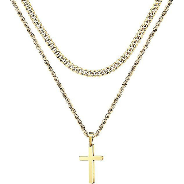 Halsband för män, silverhalsband för män mindre stålhänge halsband (guld)