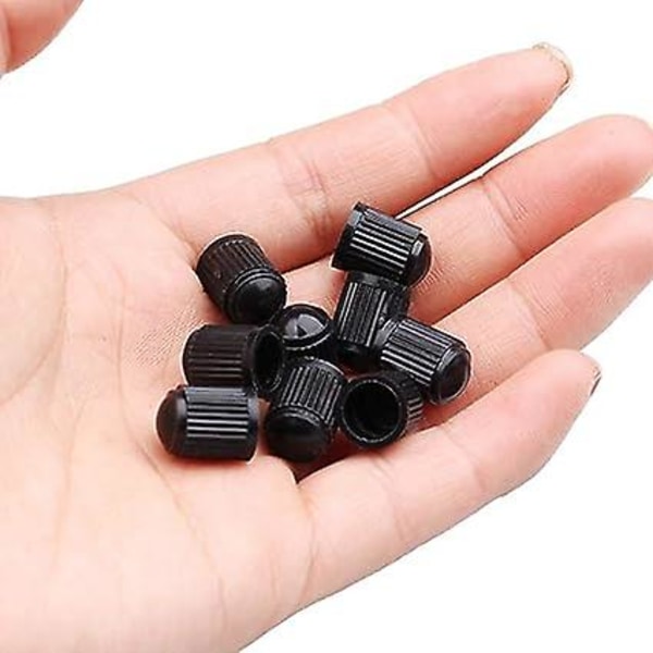 50 stycken cap (svart), cover för bildäcksstammar i plast med tätningsring, lämplig för SUV, motorcykel, lastbil, cykel
