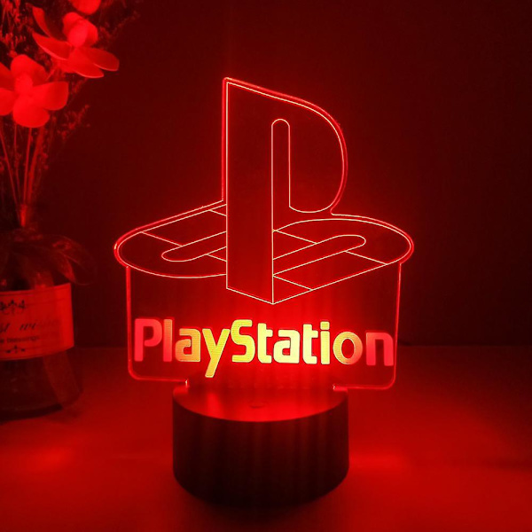 3D nattlampe spillrom skrivebordsoppsett belysning dekor på bordet spillkonsoll ikon logo sensorlys for barn seng gave（012，Som bildet）