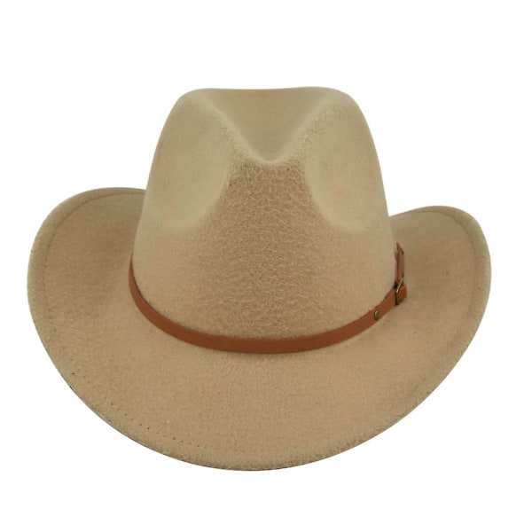 Filthatt Retro Imitert Saueskinn Cowboyhatt Belte Ullhatt Nasjonal Hette Retro Jazzhatt