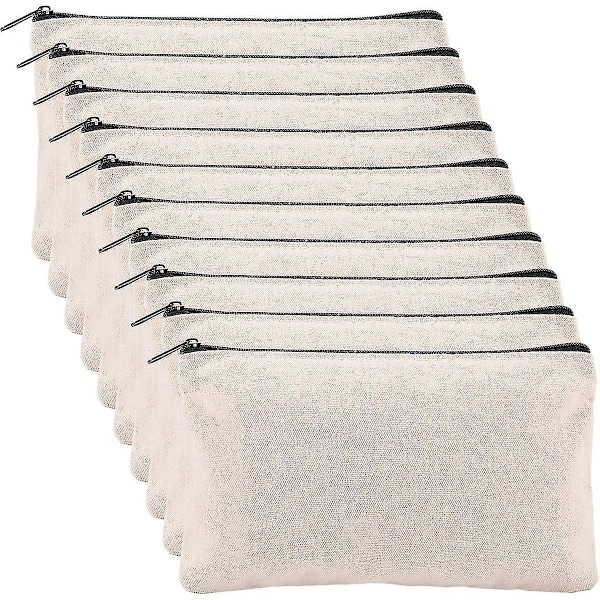 10-pack tomma DIY-hantverksväskor i canvas, pennfodral i bomullsduk, fakturaväskor, sminkväskor