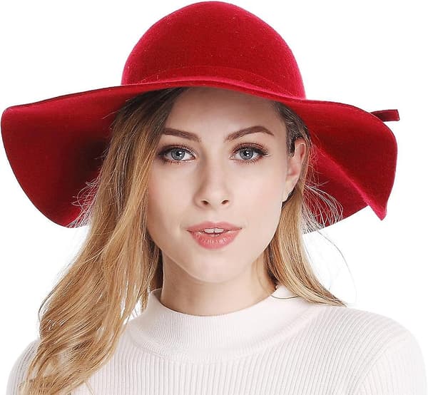 Dame bredbremmet ullbånd floppy hatt