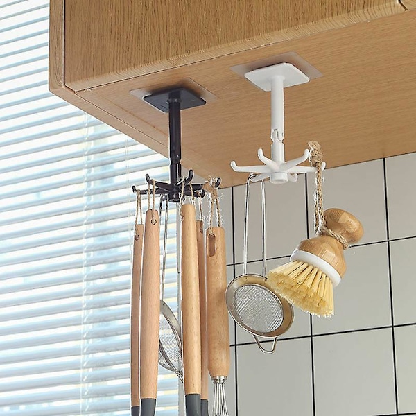 2 kpl Keittiötarvikkeet Seinälle Kiinnitettävä Kylpyhuonekoukku 360 Asteen Kääntyvä Ripustin 7*7.5*2.5cm