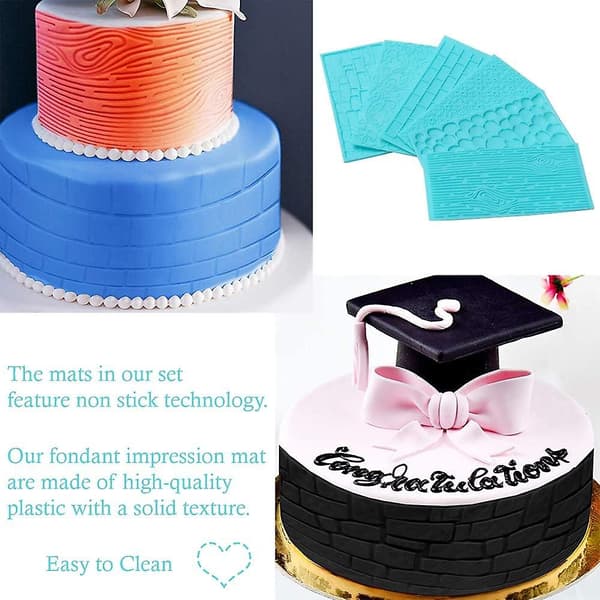 6 stk. Embossing Matte Fondant Tekstur Embossing Baking Mold Kakedekorasjon Gipsform