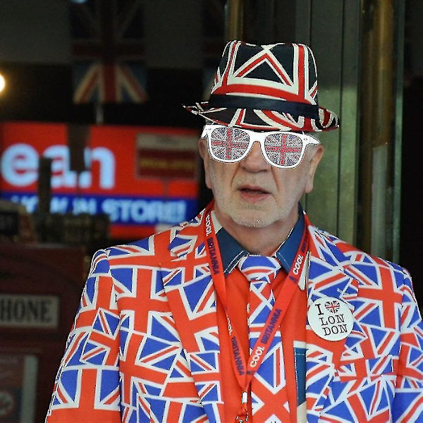 Union Jack stenopeiska glasögon, solglasögon i plast, festliga glasögon, partykläder, glasögon för kung Charles kröning, brittiska nationaldagen