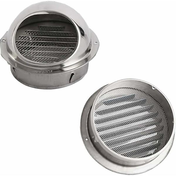 2 stk. Runde luftventiler med gitter i rustfrit stål, runde ventilationsgitter, udluftningsdæksel, vægmonterede luftventiler 100mm