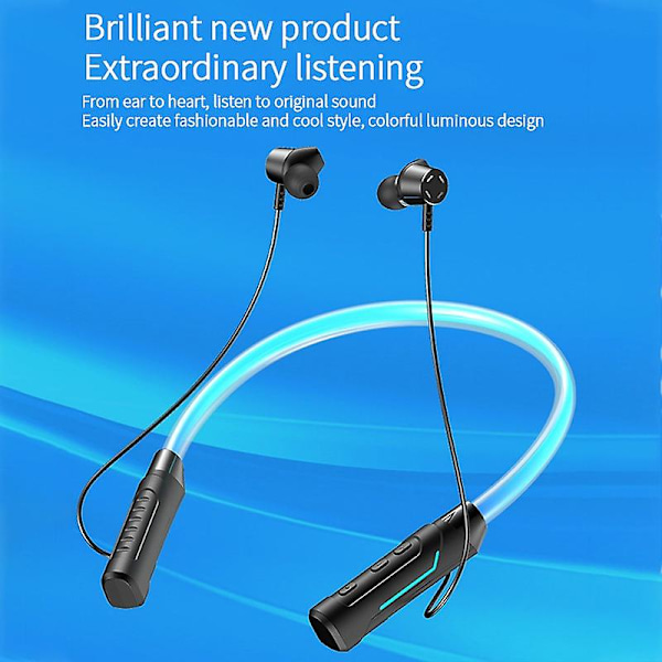 Bluetooth-øretelefoner Bluetooth 5.1-headset Åndedrætslys Hængende nakke Bluetooth-headset Fitness-øretelefon Sports trådløst headset Trådløst øretelefon