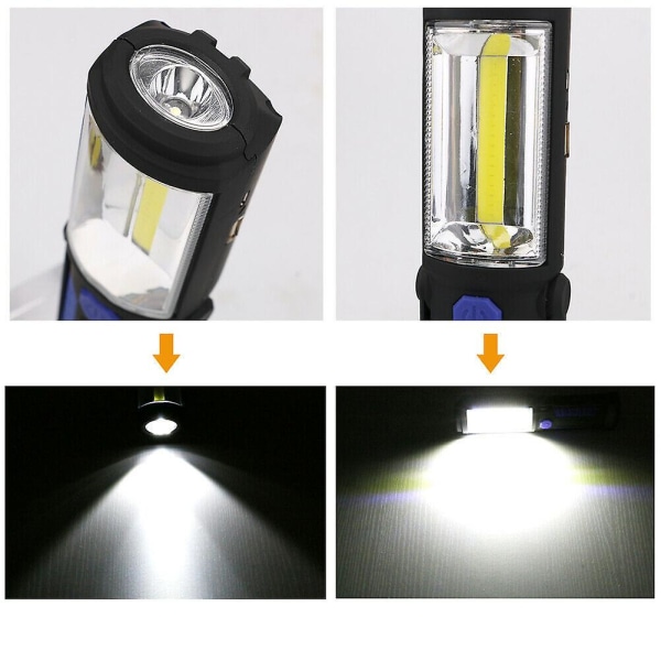 Blå inspektionslampa laddningsbar LED-lampa, laddningsbar LED-arbetslampa med magnetisk LED-ficklampa inspektionslampa