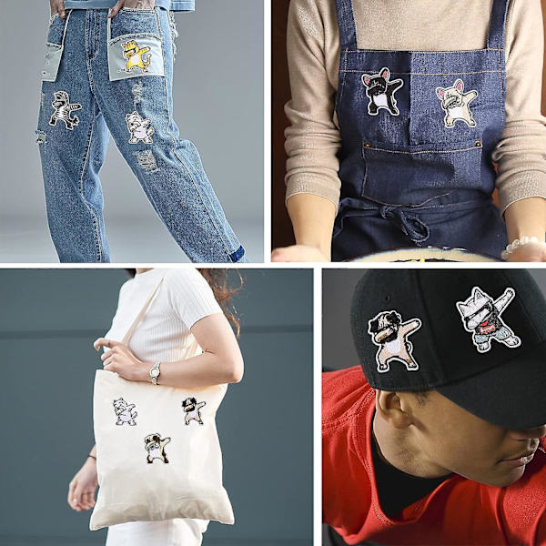 Dww-10 stk. stryge-på patch, hund stryge-på patch sy-på patch applikation til smukke tal broderi brevpapir til T-shirt J