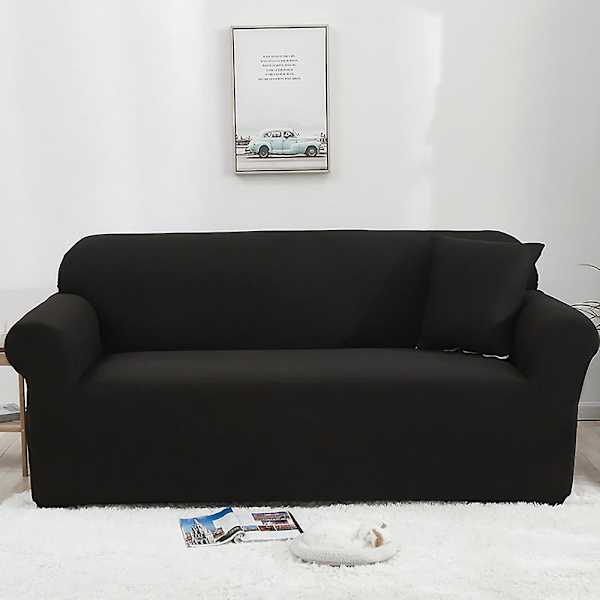 Elastisk Sofaovertræk, Komfortabelt Stretchstof (Sort, 180-230cm)