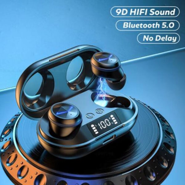 C6 Tws Trådløse Bluetooth V5.0 Hodetelefoner 9d Stereo Touch Control Støy Sport Vanntett Headset Med Led Lys Og Dual Mic Headset Headset (hvit)
