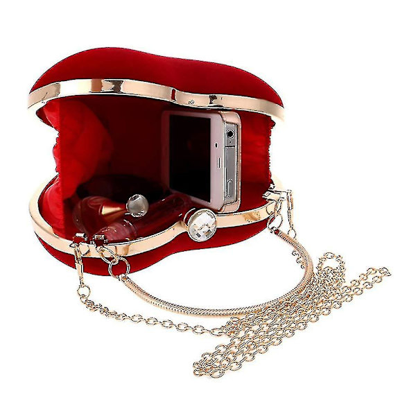 Hjerteformet håndveske Dame Mote Sminkepung Kveldspung Clutch Veske Håndveske（Rose Red）