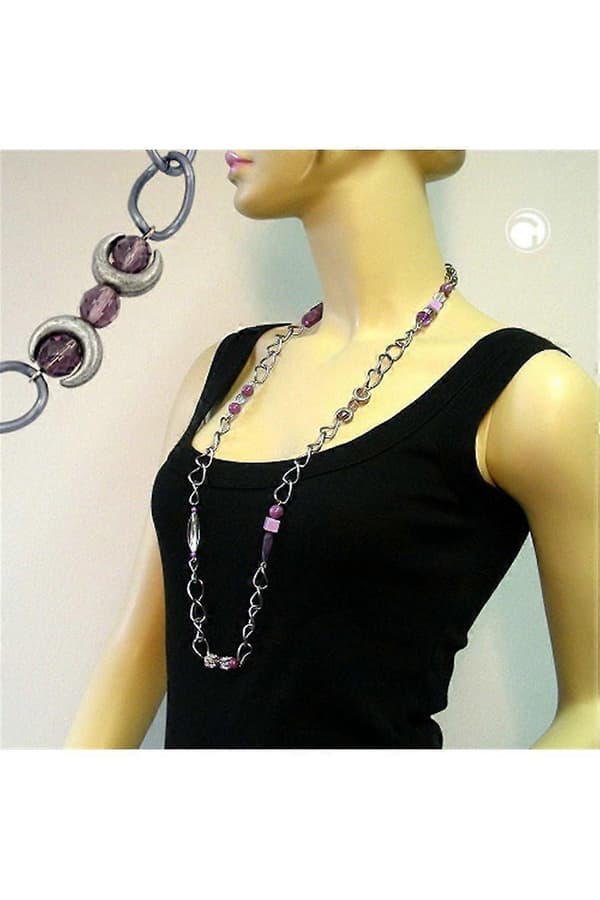 Halsband Lila Pärlor 95cm - Gl02599