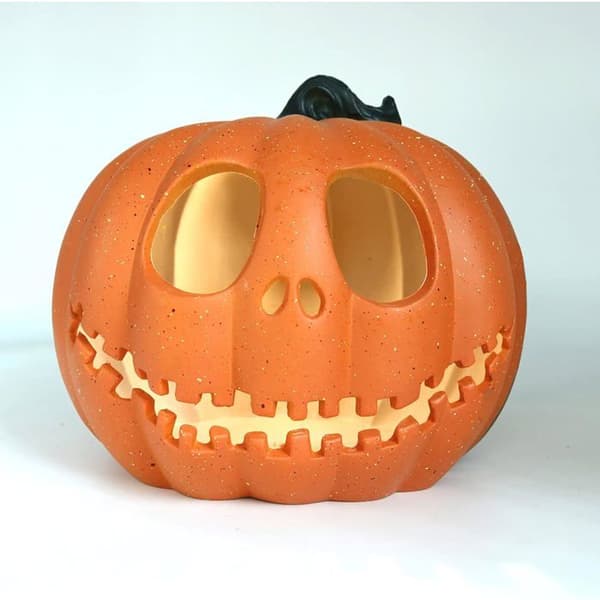 LED-upplyst plastpumpalykta för Halloween-dekoration (batterier ingår ej) - Orange