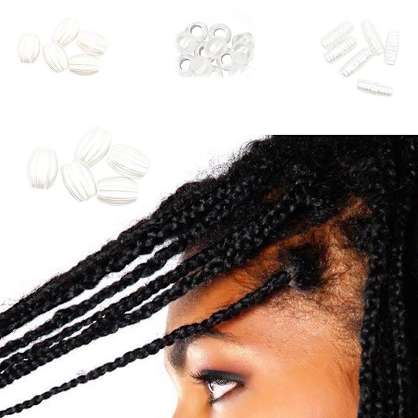 128 stk imiterte perleharpiksperler hule ut rør elfenbenhvit dreadlockhårperler DIY smykketilbehør for hårstylingdekorasjon