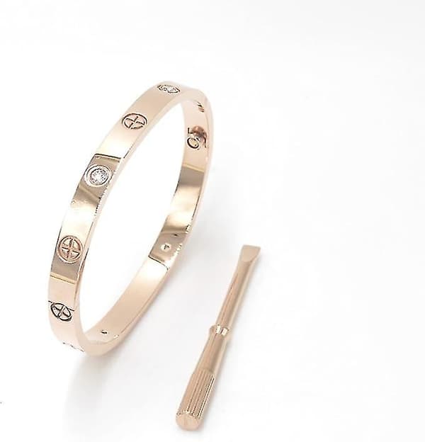 Forgyldt rustfrit stål enkel stil kærlighed bangle armbånd til kvinder Menrose guld