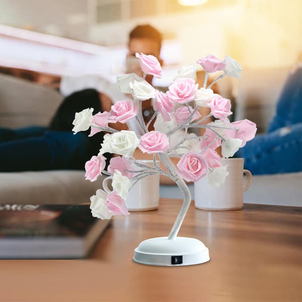 Hemdekor Vacker Rosbukett LED Träd Bordslampa Ljus Fest Bröllop Heminredning Present
