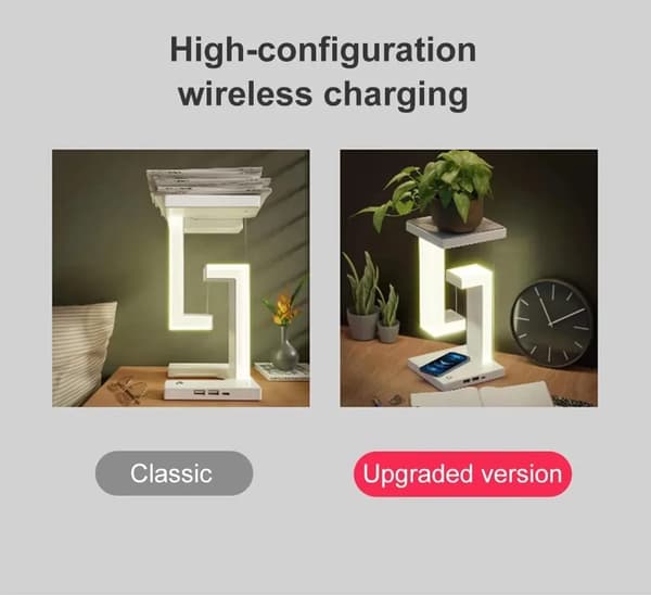 Senglampe Flytende LED-skrivebordslampe med trådløs lader