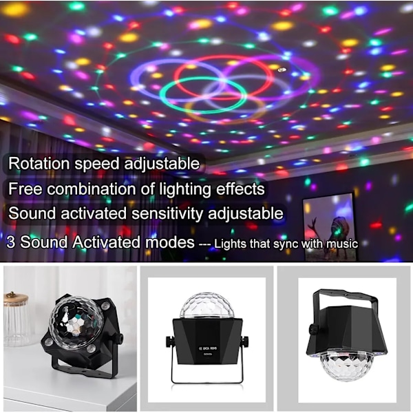 Disco lysfestlys, LED-farge strobe-lys, scenelys, for fest, bar, hjem