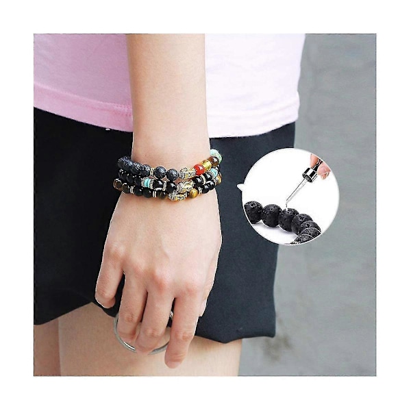 Lava Pärlor Kit Lava Sten Rock Pärlor Chakra Pärlor Distanspärlor Eteriska Oljor Armband Halsband Je