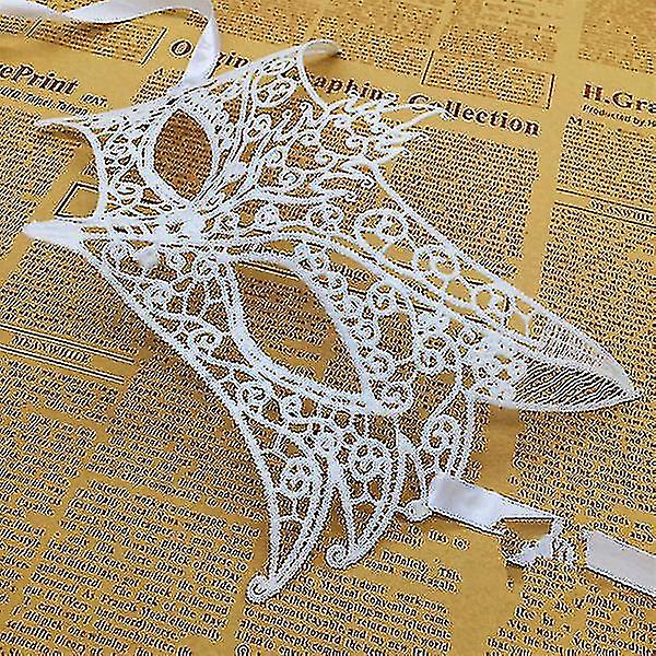 Shape Hollow Out Lace Halloween Evening Party Prom Masquerade Mask Spetsmask (vit)