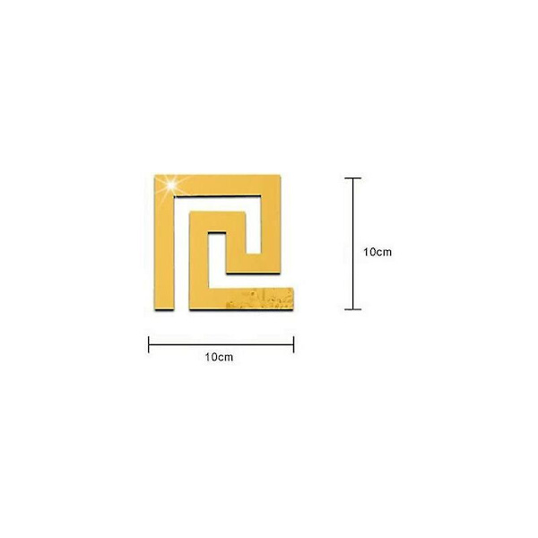 10 st spegel väggklistermärken avtagbara självhäftande akrylplattor dekaler konst DIY dekor kontor hem väggfot linje tapetkanter golvlister (guld)