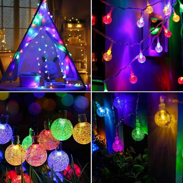 Puutarhan aurinkovalot, 50 Led 24ft 8 tilaa vedenpitävät ulkojouluvalot Globe Crystal