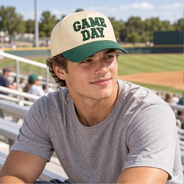 Game Day Baseballcaps Retro Polyester Solbeskyttelse Justerbar Broderi for Green