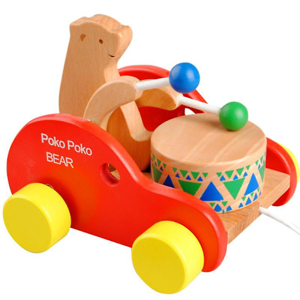 Cartoon Animal Walker Pulling Bear Drum Rope Tractor Toddler Baby Enlightenment Educational Toys