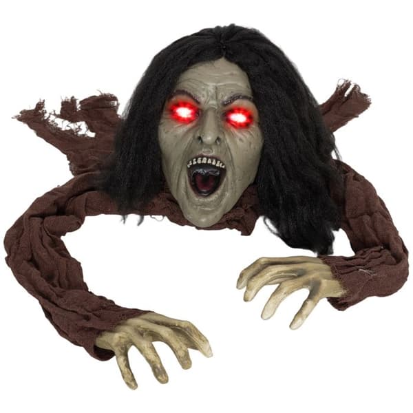 Krypende zombie Halloween-dekorasjon med lyder, lys og batteridrift