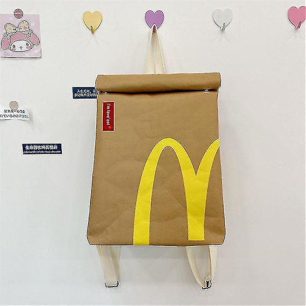 Kvinnors Ryggsäck Rolig Söt Ryggsäck Serietecknad Pommes Frites Förpackning Väska Student Skolväska Ryggsäck Skolväska Messenger Väska Handväskor
