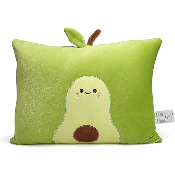 Plush Avocado Kudde med Fyllning Ingår - Söt Avocado Dekorativ Kudde för Hem, Sovrum, Vardagsrum - Dekorkudde för Säng, Soffa, Bil, Cr