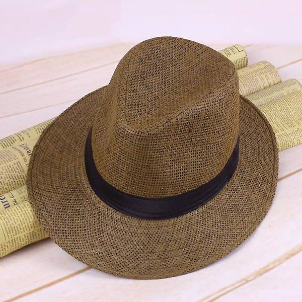 Herrar Halm Panamahatt Handgjord Cowboykeps Sommar Strand Resa Solhatt(B)