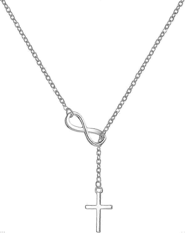 Silverpläterat Infinity-halsband med Kors
