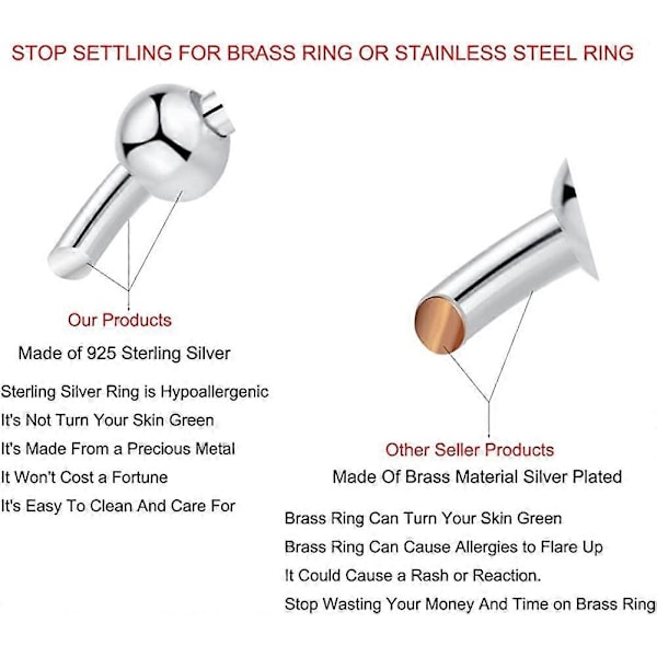 Silver Anti-ångest Ring för Kvinnor Män Fidget Ringar för Ångest Ångest Ring med Pärlor Spinner Ring för Ångest Snurrande Ring8