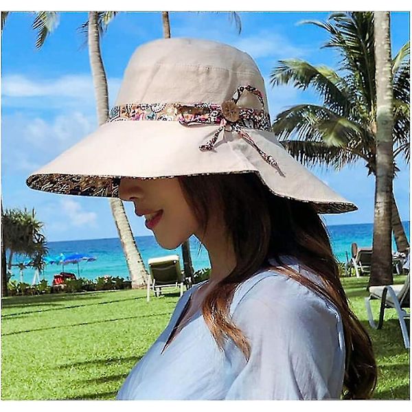 Dam solhatt Upf 50 bred brätte hinkhatt Uv-skydd sommar strand solhatt