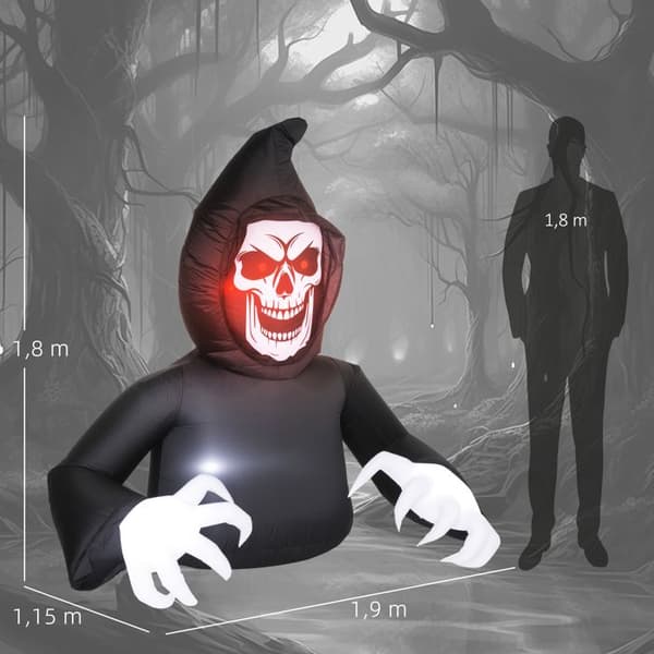 Oppblåsbar Halloween-dekorasjon med LED, vifte og kabel