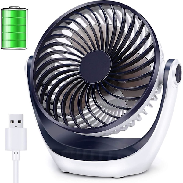 Desk Fan Small Table Fan With Strong Airflow Rechargeable Battery Operated Portable Fan 3 Speeds Adjustable Head 360&deg;rotatable Mini Pers