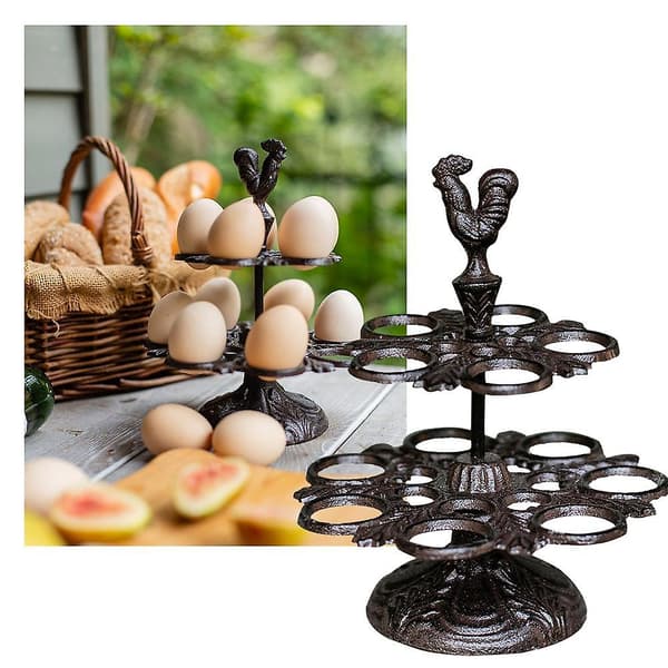 Eggkurver Robust støpejerns egg holder for arbeidsbenk, kjøkken（Som vist）